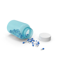 Glass Bottle with Blue and White Pills PNG & PSD Images