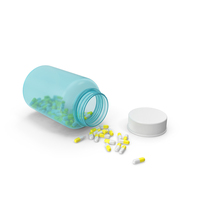 Glass Bottle with Yellow and White Pills PNG & PSD Images
