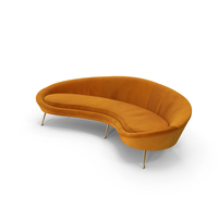 Vintage Style Curved Sofa Yellow PNG & PSD Images