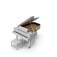 White Grand Piano with Bench PNG & PSD Images