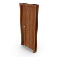 Wooden Door With Handle And Hinges PNG & PSD Images
