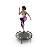 Woman Athlete with Trampoline Jumping Pose PNG & PSD Images