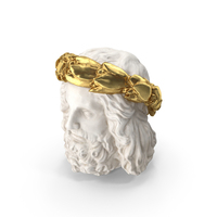 Zeus Head with Gold Wreath Sculpture PNG & PSD Images