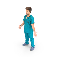 Male Doctor In Scrubs With Outstretched Hands PNG & PSD Images