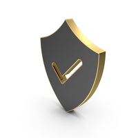 Check Mark Shield With Gold Border Icon PNG & PSD Images