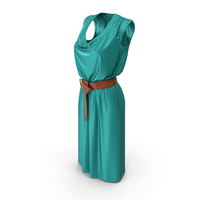 Turquoise Dress With Belt PNG & PSD Images