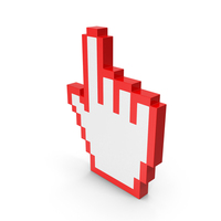 Red Pixelated Hand Click Symbol PNG & PSD Images