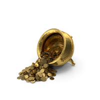 Fallen Gold Pot With Lucky Coins PNG & PSD Images