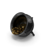 Fallen Black Iron Pot With Lucky Coins PNG & PSD Images