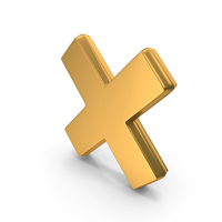 Simple Cross Wrong Symbol Gold PNG & PSD Images