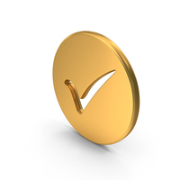 Tick Circle Correct Symbol Gold PNG & PSD Images