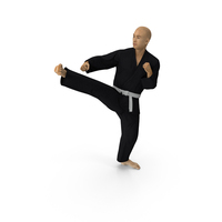 Japanese Karate Fighter Black Suit Pose with Fur PNG & PSD Images