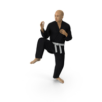 Japanese Karate Fighter Black Suit Pose with Fur PNG & PSD Images