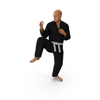 Karate Fighter Pose Black Suit with Fur PNG & PSD Images