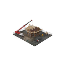 Private House Construction with Equipment PNG & PSD Images