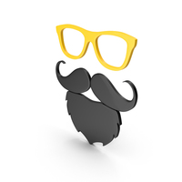 GLASSES BEARD ICON YELLOW BLACK PNG & PSD Images
