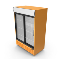 Glass Double Door Freezer Orange PNG & PSD Images