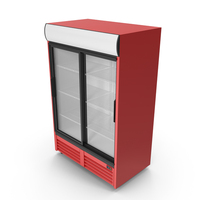 红色玻璃双门冰柜PNG和PSD图像