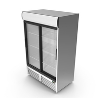 银玻璃双门冰柜PNG和PSD图像