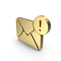 Message with Exclamatory Mark Symbol Gold PNG & PSD Images