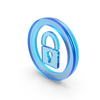 Blue Glass Secure Web Lock Symbol PNG & PSD Images