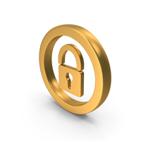 Gold Secure Web Lock Symbol PNG & PSD Images