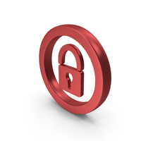 Red Metallic Circular Web Lock Symbol PNG & PSD Images