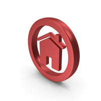 Red Metallic Circular Home Web Symbol PNG & PSD Images