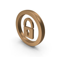 Brown Metallic Circular Web Lock Symbol PNG & PSD Images