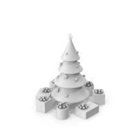 Monochrome Cartoon Christmas Tree PNG & PSD Images