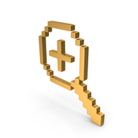 Pixel Style Design Magnifier Plus Gold PNG & PSD Images
