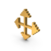 Pixel Design Four Side Arrow Move Logo Gold PNG & PSD Images