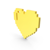 Pixel Design Style Heart Yellow PNG & PSD Images