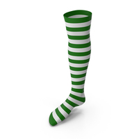 Green & White Right Striped Sock PNG & PSD Images