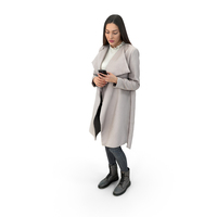 Young Woman In Winter Clothing Checking Mobile Phone PNG & PSD Images