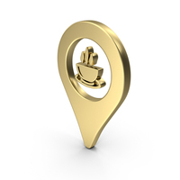 Gold Coffee Shop Location Symbol PNG & PSD Images