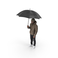 Young Man In Winter Clothing Holding An Umbrella PNG & PSD Images