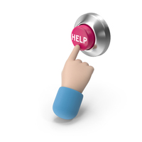 Cartoon Hand Pressing Help Button PNG & PSD Images