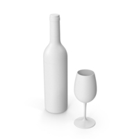 Monochrome Wine Bottle With Glass PNG & PSD Images