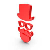 HAT GLASSES BEARD LOGO RED BLACK PNG & PSD Images