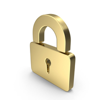 Gold Security Lock Symbol PNG & PSD Images