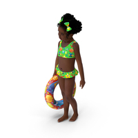 Black Child Girl Holding Swim Ring PNG & PSD Images