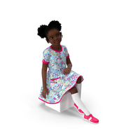 Black Child Girl Sitting Pose PNG & PSD Images
