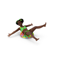 Black Child Girl With Swim Ring PNG & PSD Images
