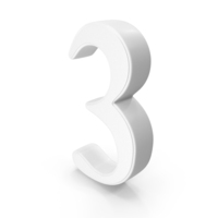 White Number 3 PNG & PSD Images