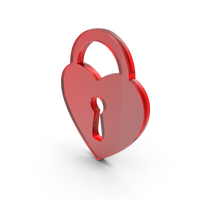 Red Glass Heart Lock Symbol PNG & PSD Images