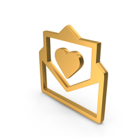 Gold Heart Mail Symbol PNG & PSD Images