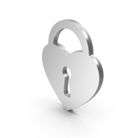 Silver Heart Lock Symbol PNG & PSD Images