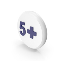 White & Blue 5+ Age Restriction Coin PNG & PSD Images