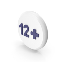 White & Blue 12+ Age Restriction Coin PNG & PSD Images